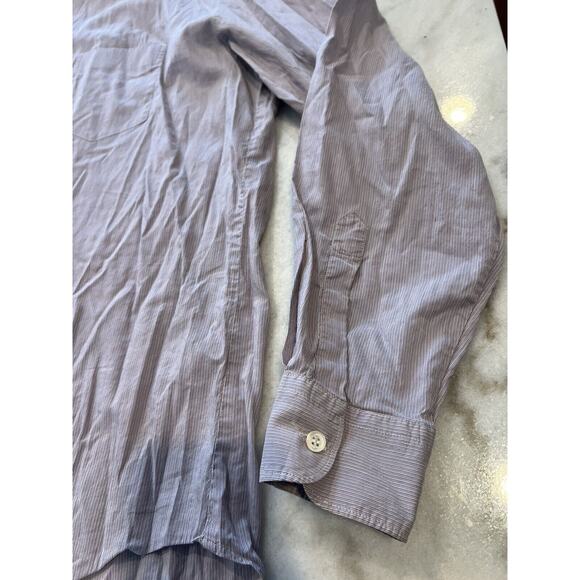 Armani Collezioni Striped Men's XXL Long Sleeve Button Shirt Red White Blue - Picture 5 of 7